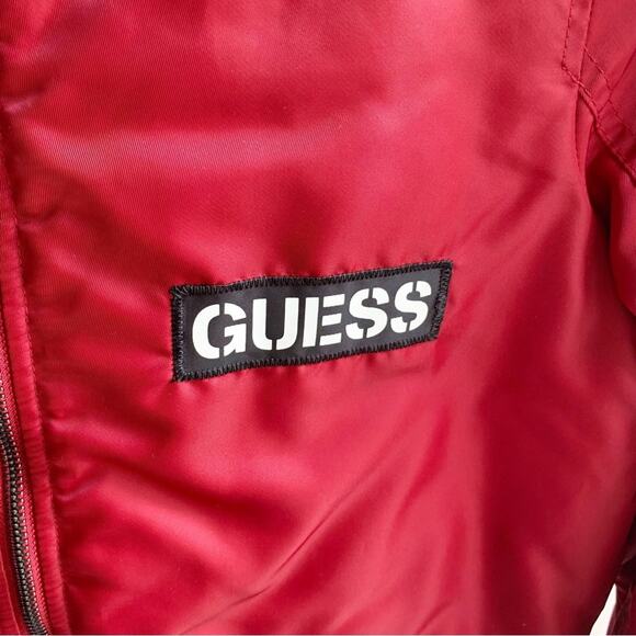 GUESS Red Black Varsity Bomber Jacket - Picture 7 of 9